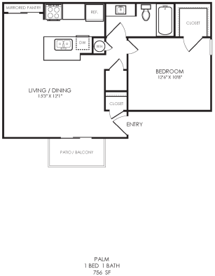 the floor plan for a two bedroom apartment at The Vista Bay